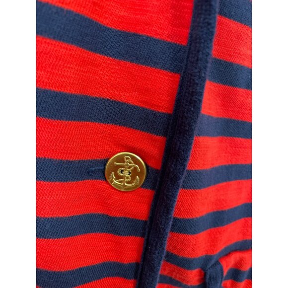 Cabi 224 Yacht Club Blazer Red Navy StripedJacket Knit Women Large Cotton Anchor - Picture 3 of 8